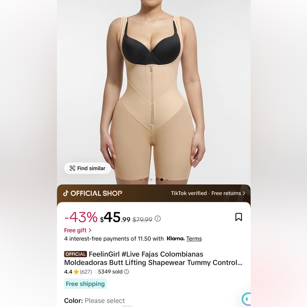 FeelinGirl Women's Beige Shapewear Bodysuit